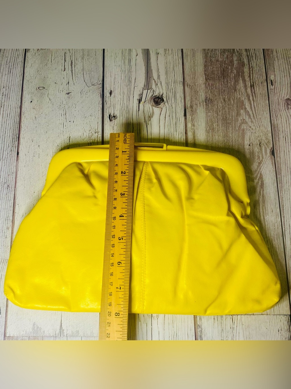 NWT Vintage Stein de Montreal Neon Yellow Frame Clutch - Picture 9 of 9